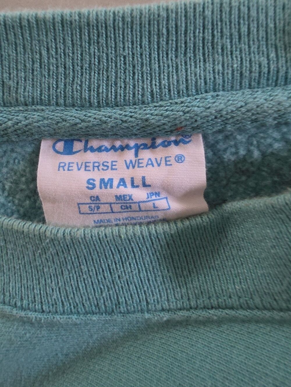 Women Champion Reverse Weave Oversized Sweatshirt Teal Green Pink Spellout Sm - Picture 3 of 4